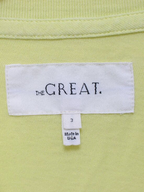 The Great Square Tee Shirt Boxy Cropped Crew Neck Lime Zest Green Yellow Size L - Picture 7 of 8